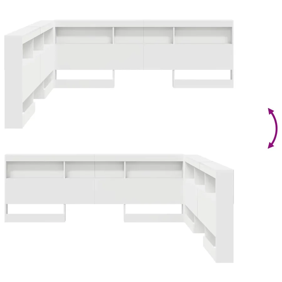 Tête de lit de rangement Blanc 200 cm Bois d'ingénierie - 10