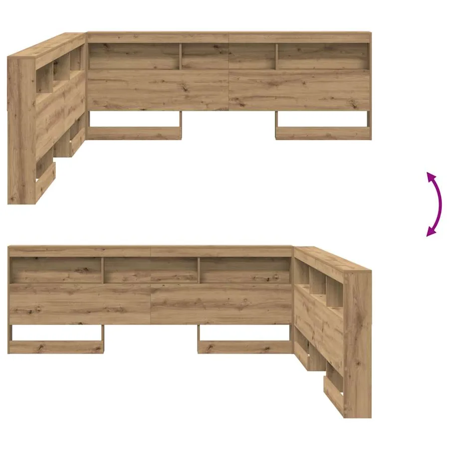 Tête de lit de rangement Chêne artisanal Bois d'ingénierie - 10