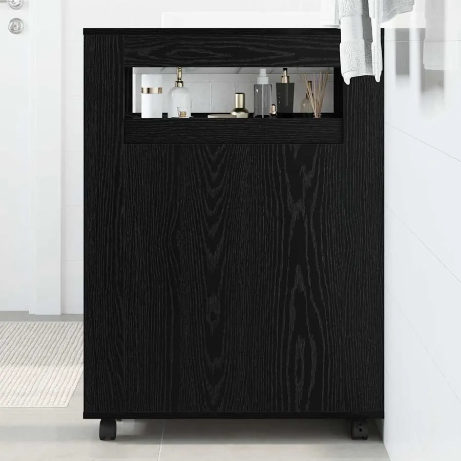 Ensemble de mobilier de salle de bain avec roue Chêne noir