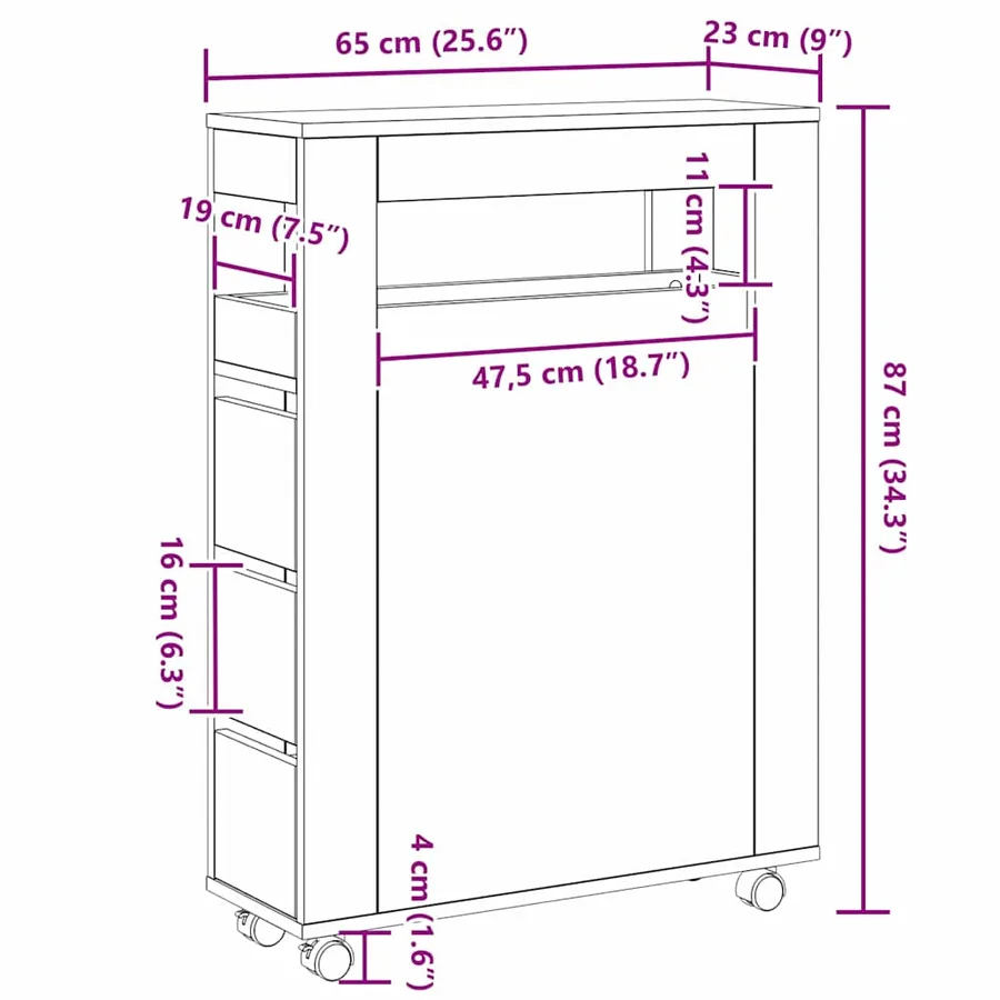 Ensemble de mobilier de salle de bain avec roue Chêne noir - 11