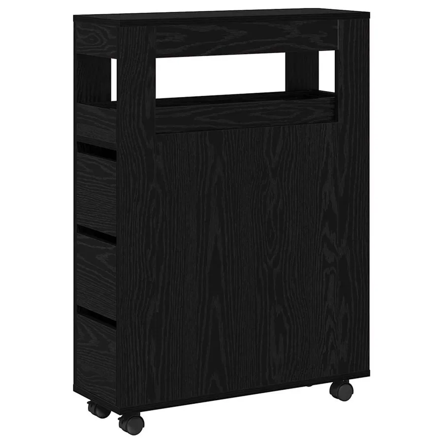Ensemble de mobilier de salle de bain avec roue Chêne noir - 2