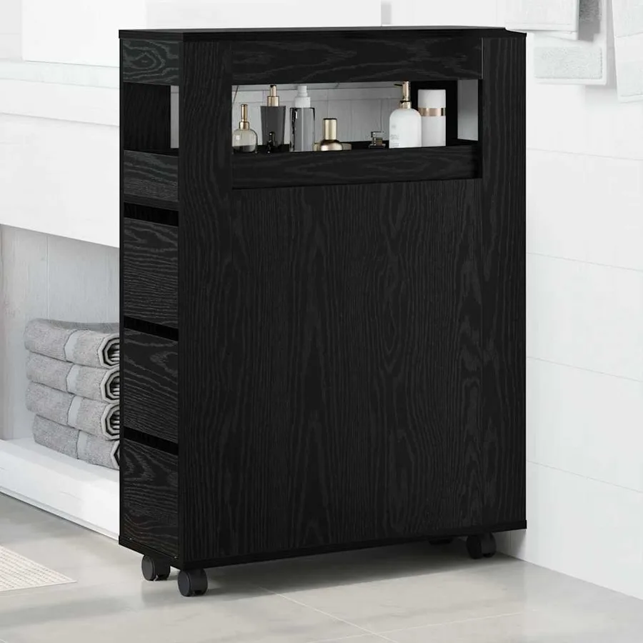 Ensemble de mobilier de salle de bain avec roue Chêne noir - 4