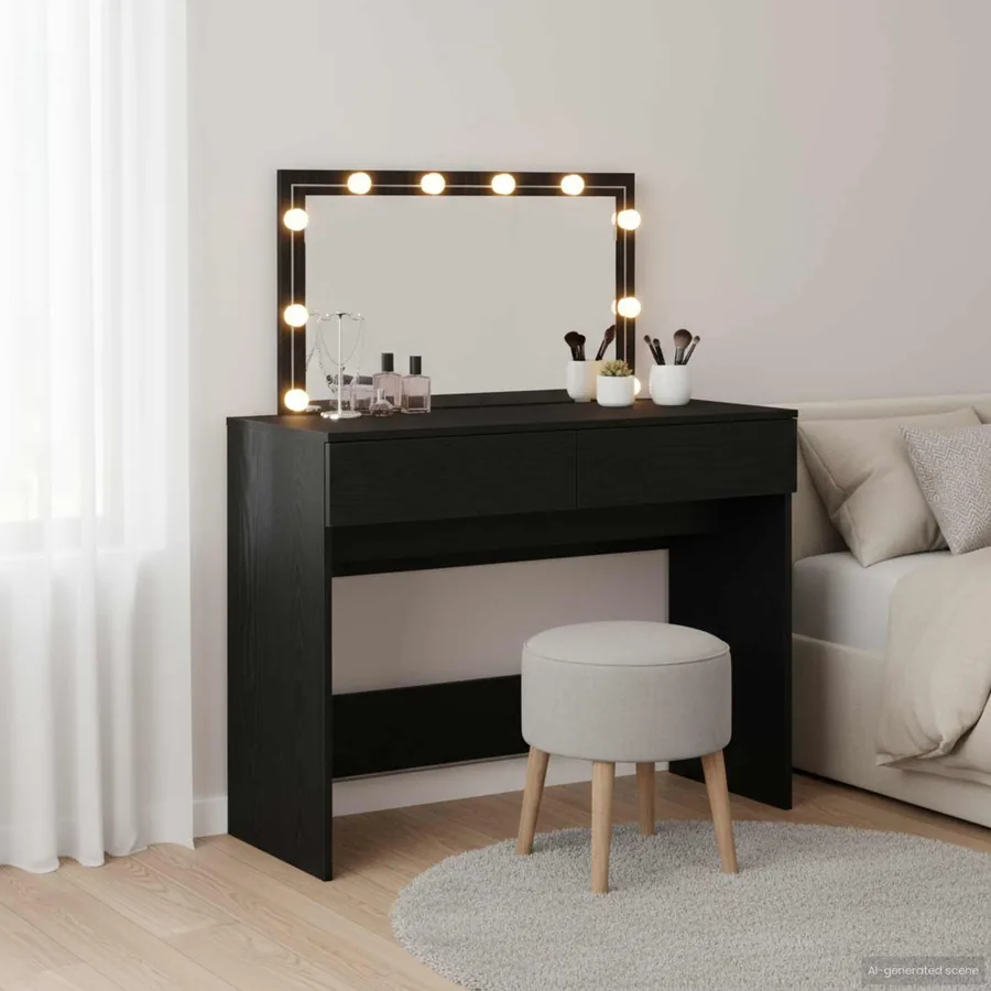 Table de Toilette avec tiroir Chêne noir 100 x 40 x 120 cm