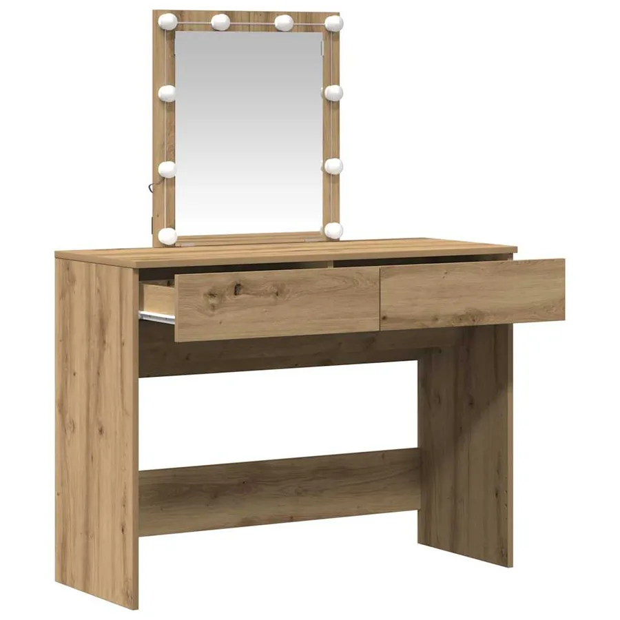 Table de Toilette avec tiroir Chêne artisanal 100 x 40 x 130 cm - 5