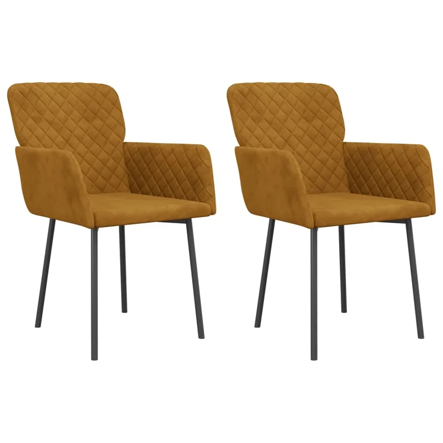 Chaises à manger lot de 2 Marron Velours - 2