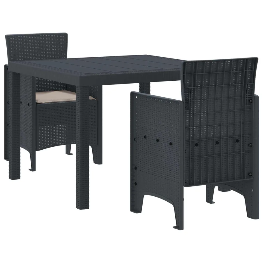 Ensemble de salle à manger pour jardin 3 pcs Anthracite