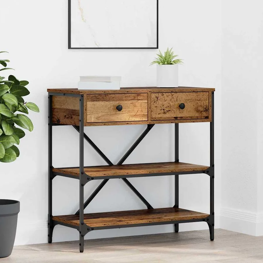 Table console avec tiroir Marron 75 x 34,5 x 75 cm bois