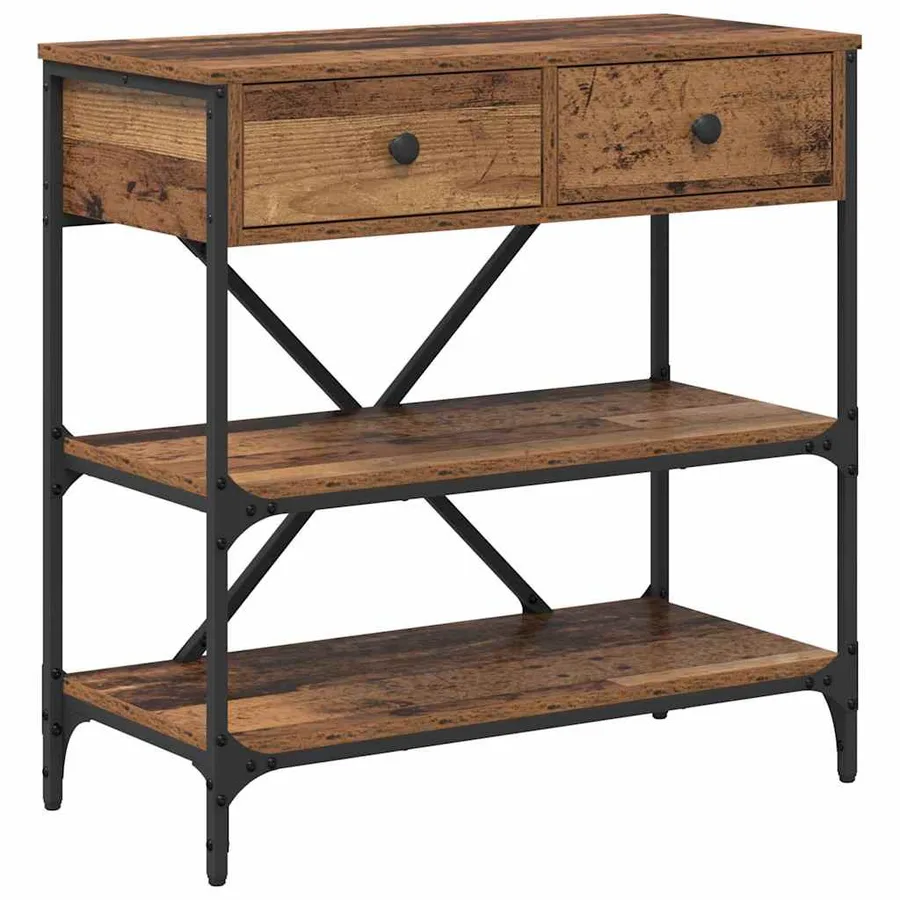 Table console avec tiroir Marron 75 x 34,5 x 75 cm bois - 2