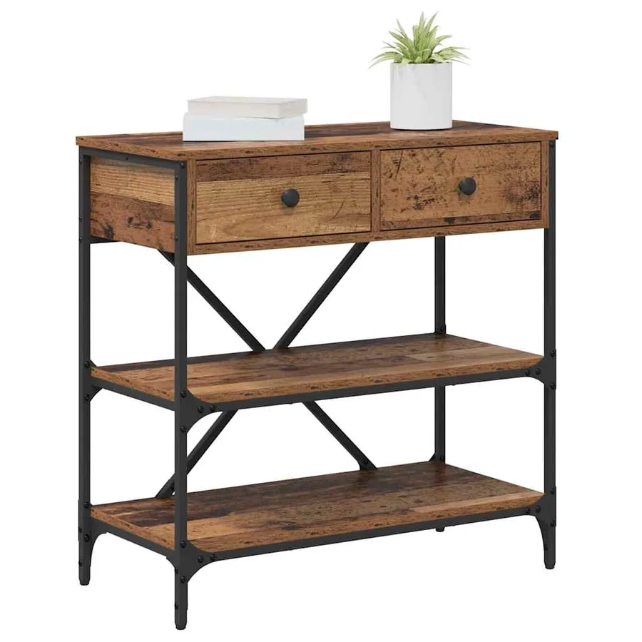 Table console avec tiroir Marron 75 x 34,5 x 75 cm bois - 3