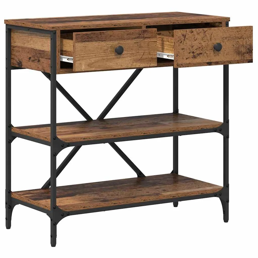 Table console avec tiroir Marron 75 x 34,5 x 75 cm bois - 5