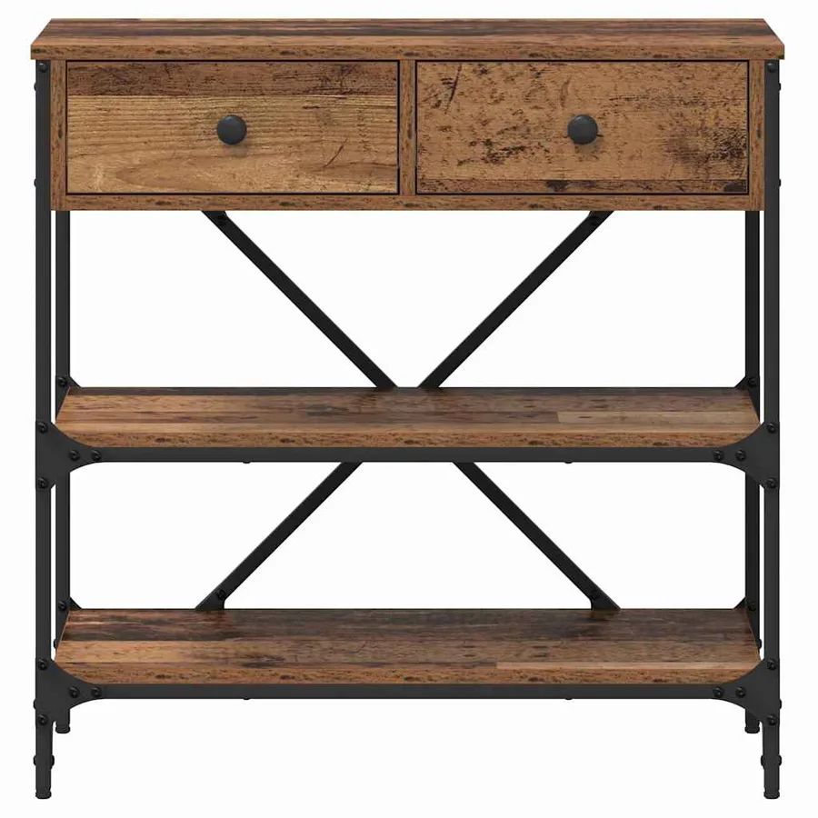 Table console avec tiroir Marron 75 x 34,5 x 75 cm bois - 6