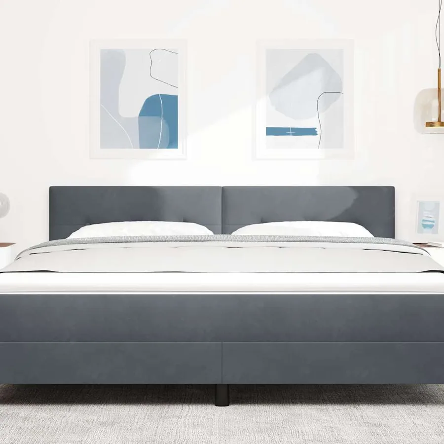 Tête de lit LED avec bandes LED Gris 180 cm Velours - 3