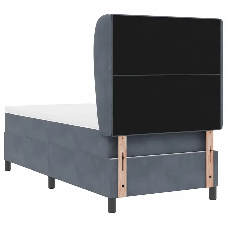 Lit à ressorts avec tête de lit Gris foncé 200 x 90 cm Velours - 9