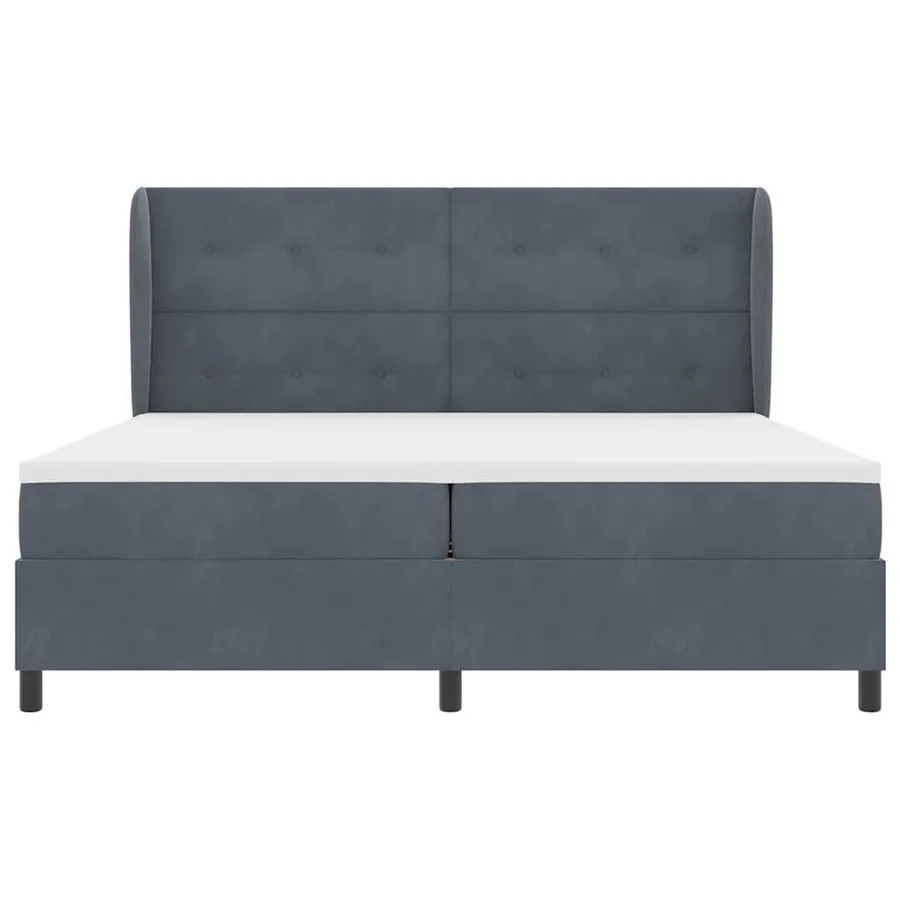 Lit à ressorts avec tête de lit Gris foncé 200 x 200 cm Velours - 7