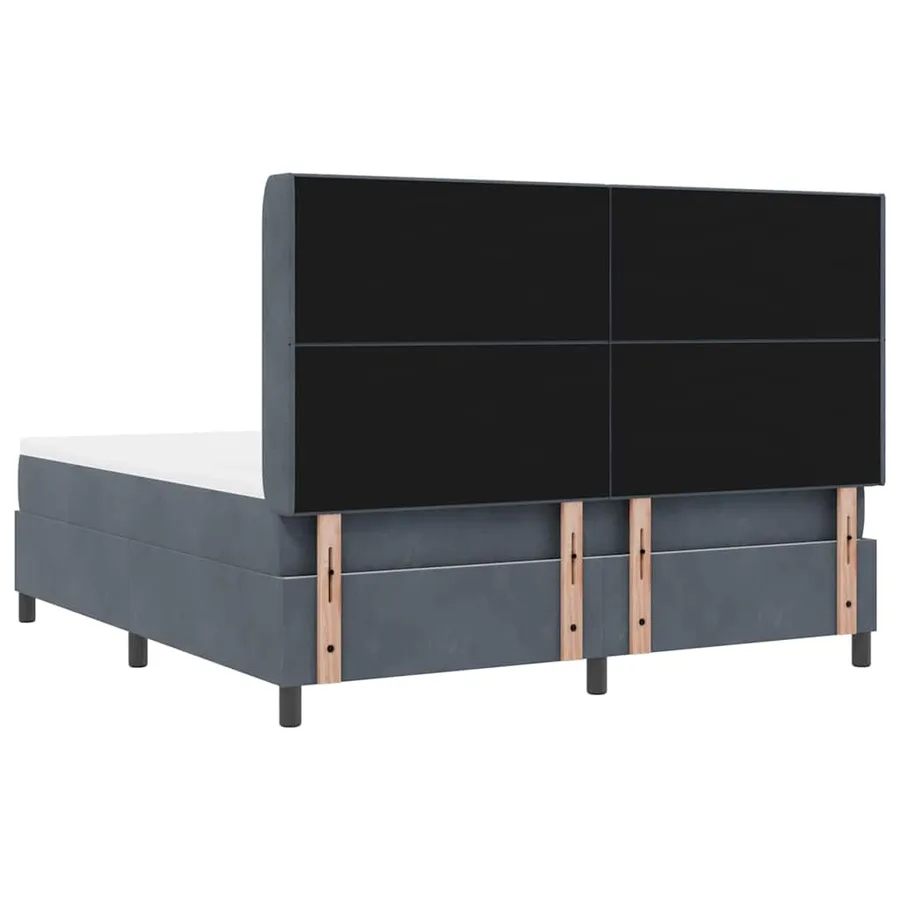 Lit à ressorts avec bandes LED Gris foncé 180 x 200 cm Velours - 8