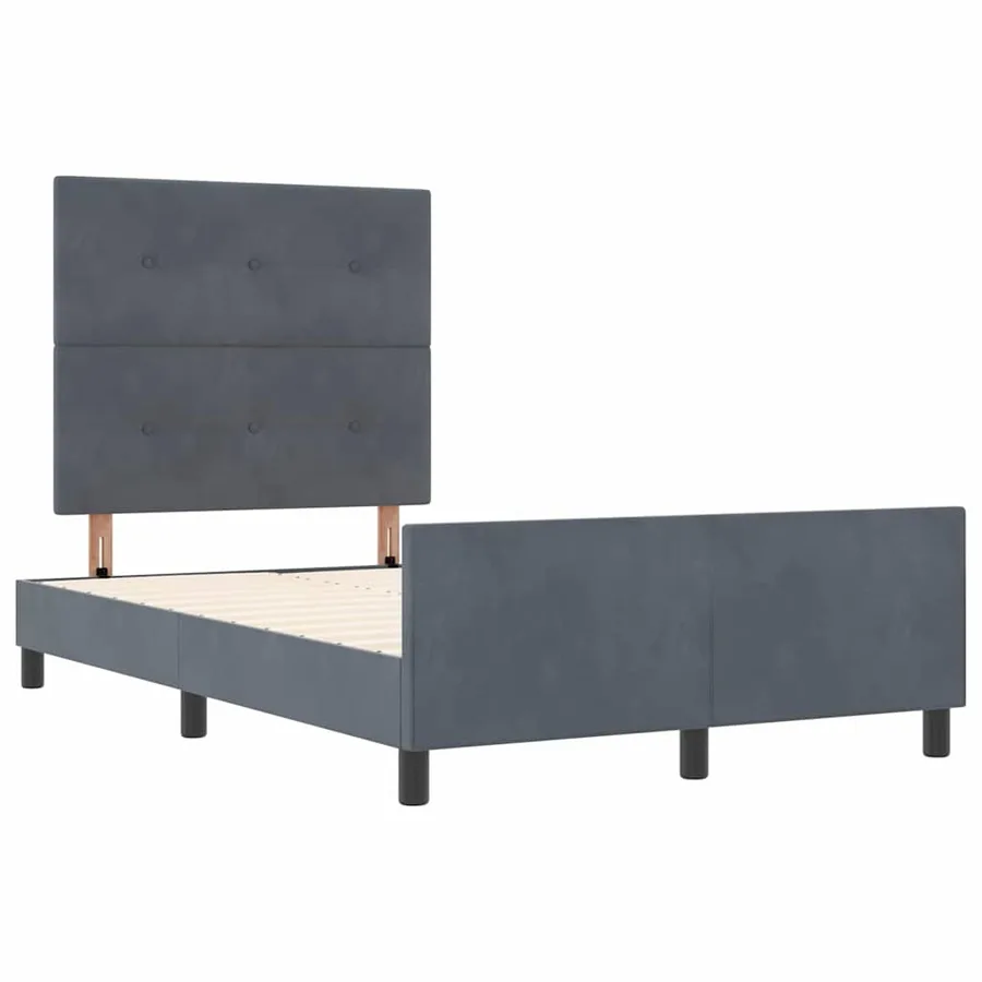 Lit à ressorts avec tête de lit Gris foncé 120 x 190 cm Velours - 5