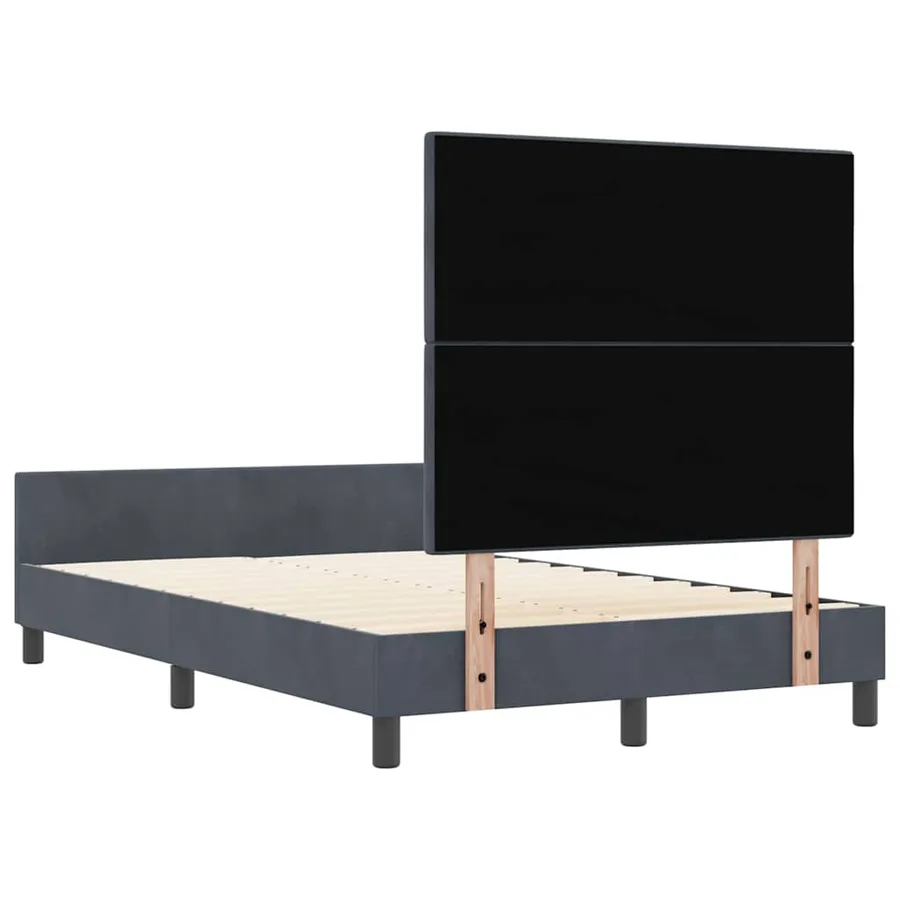 Lit à ressorts avec tête de lit Gris foncé 120 x 190 cm Velours - 9