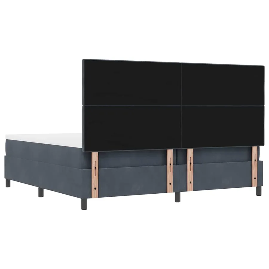 Lit à ressorts avec tête de lit Gris foncé 200 x 200 cm Velours - 9