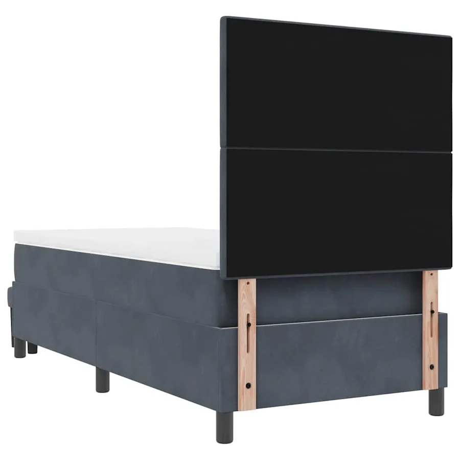 Lit à ressorts avec tête de lit Gris foncé 200 x 90 cm Velours - 8