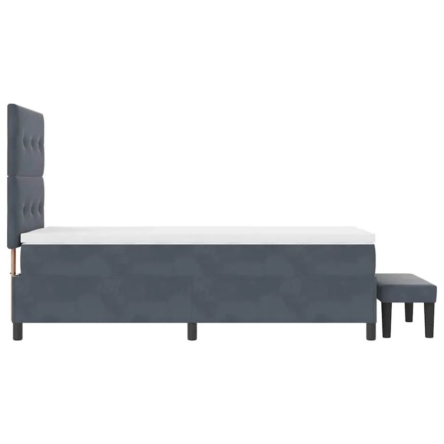 Lit à ressorts avec tête de lit Gris foncé 200 x 100 cm Velours - 9