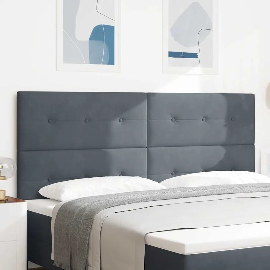 Tête de lit LED avec bandes LED Gris 200 cm Velours