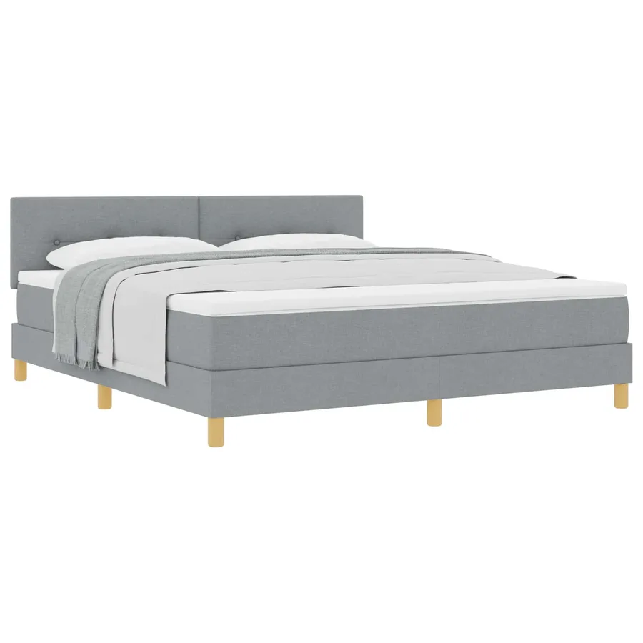 Lit à ressorts avec coussin Gris clair 180 x 200 cm tissu - 2