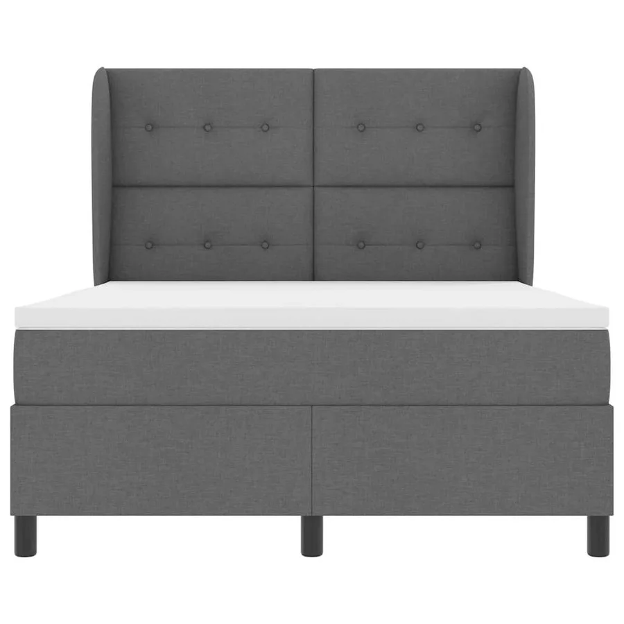 Lit à ressorts avec tête de lit Gris foncé 160 x 200 cm tissu - 7