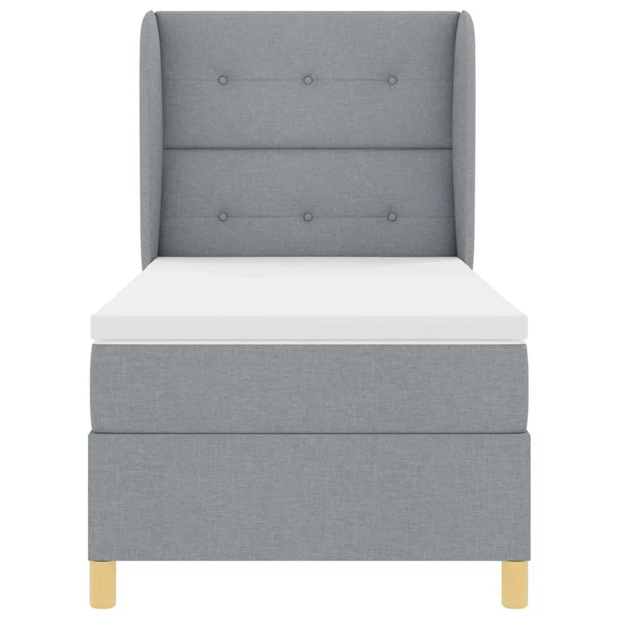 Lit à ressorts avec tête de lit Gris clair 190 x 90 cm tissu - 7