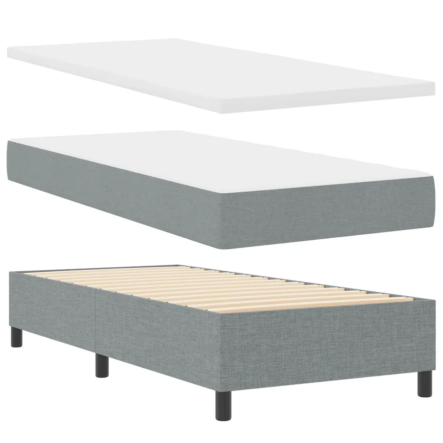 Lit à ressorts avec bandes LED Gris clair 90 x 190 cm tissu