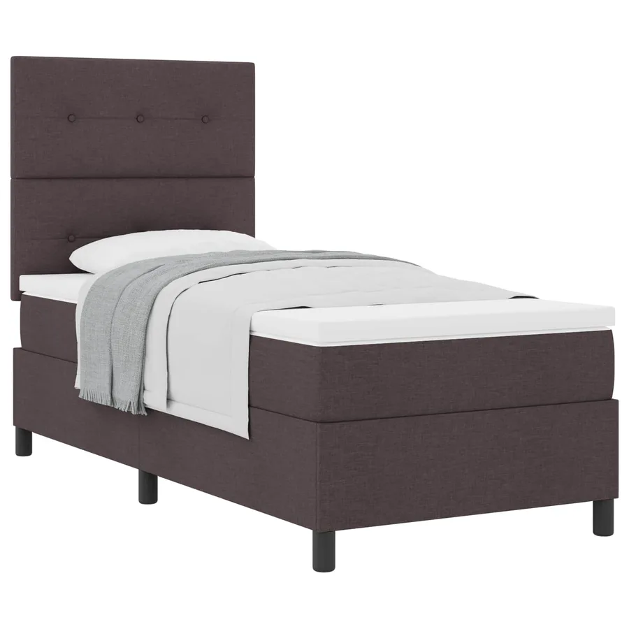 Lit à ressorts avec tête de lit Marron foncé 90 x 190 cm tissu - 2