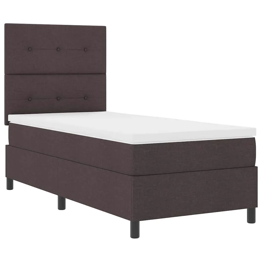 Lit à ressorts avec tête de lit Marron foncé 90 x 190 cm tissu - 5