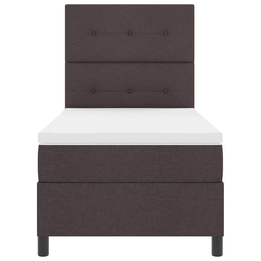 Lit à ressorts avec tête de lit Marron foncé 90 x 190 cm tissu - 7