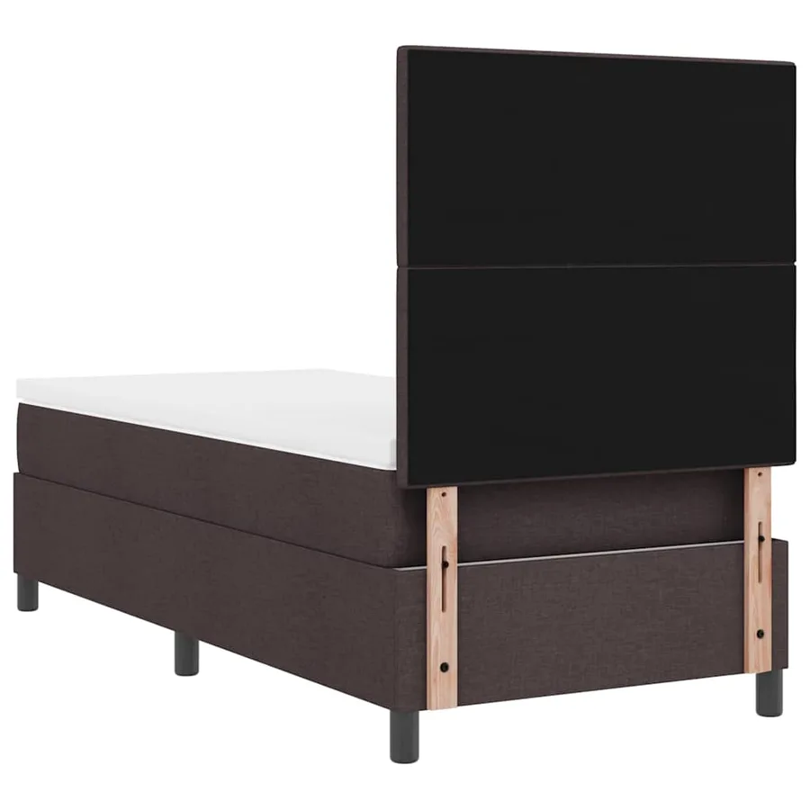 Lit à ressorts avec tête de lit Marron foncé 90 x 190 cm tissu - 9