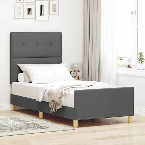 Cadre de lit avec tête de lit Gris foncé 80 x 200 cm tissu