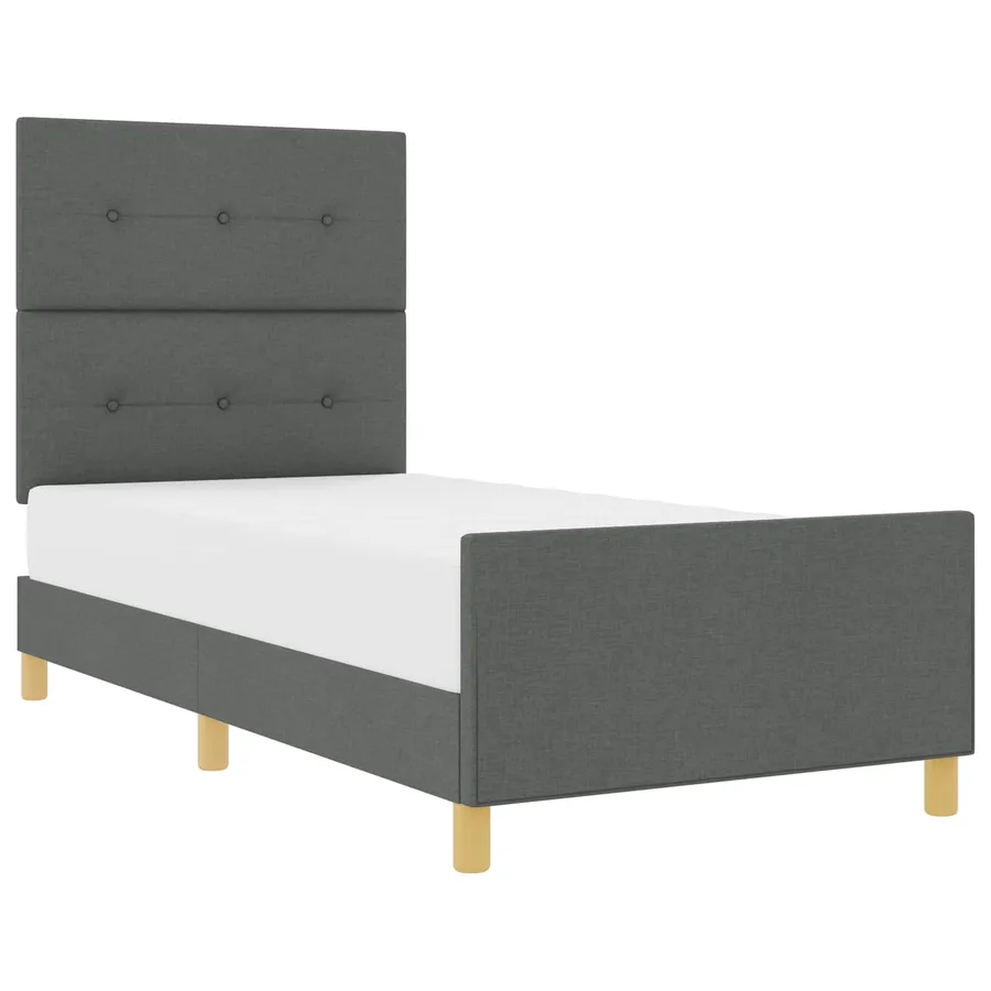 Cadre de lit avec tête de lit Gris foncé 80 x 200 cm tissu - 2