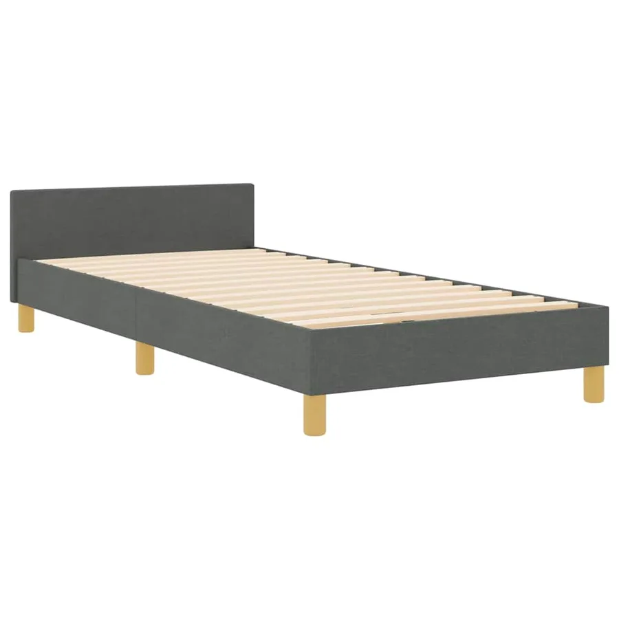 Cadre de lit avec tête de lit Gris foncé 80 x 200 cm tissu - 4