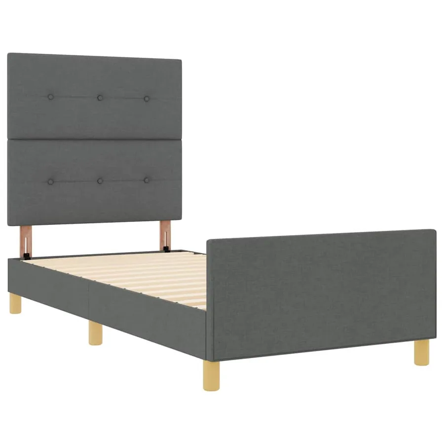 Cadre de lit avec tête de lit Gris foncé 80 x 200 cm tissu - 5