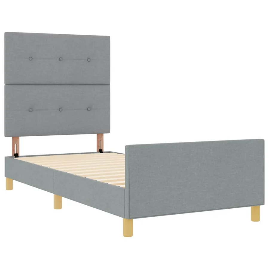 Cadre de lit avec tête de lit Gris clair 90 x 190 cm tissu - 5