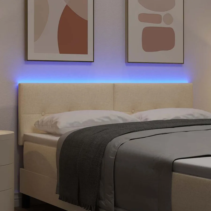 Tête de lit LED avec bandes LED Crème 160 cm tissu - 4