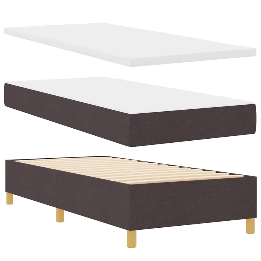 Lit à ressorts avec bandes LED Marron 90 x 200 cm tissu - 6