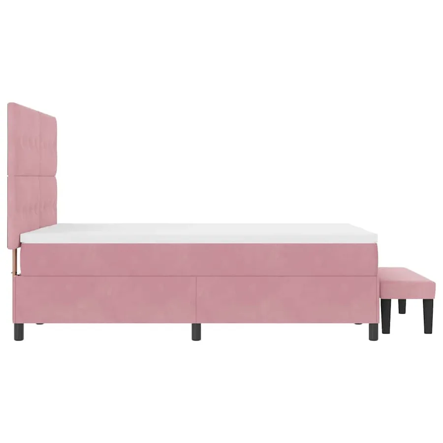 Lit à ressorts avec coussin Rose 200 x 140 cm Velours - 9