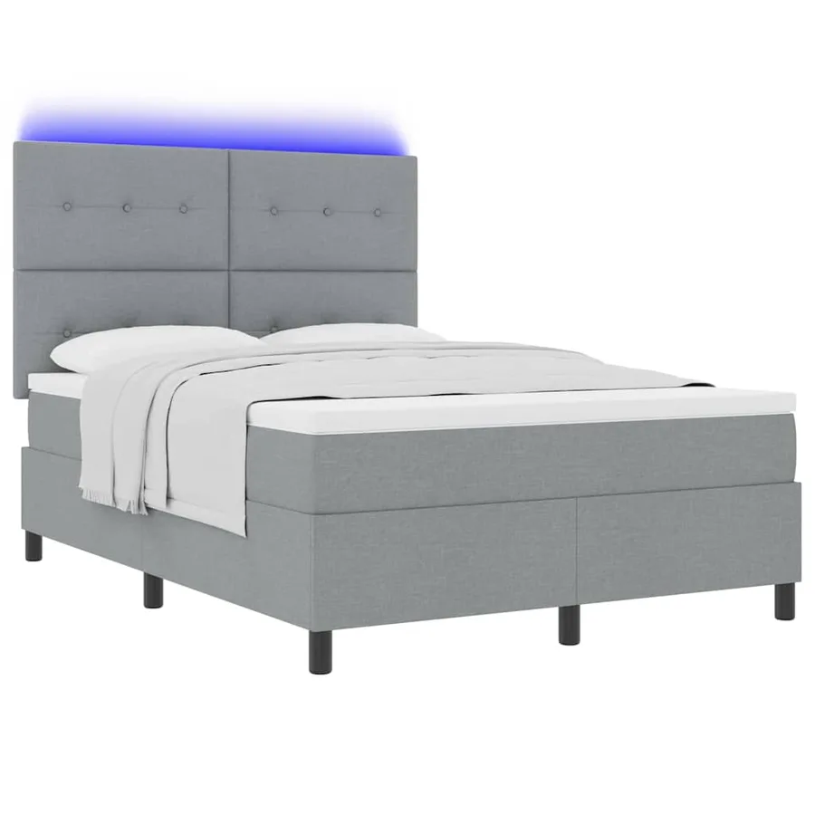 Lit à ressorts avec bandes LED Gris clair 160 x 200 cm tissu - 3