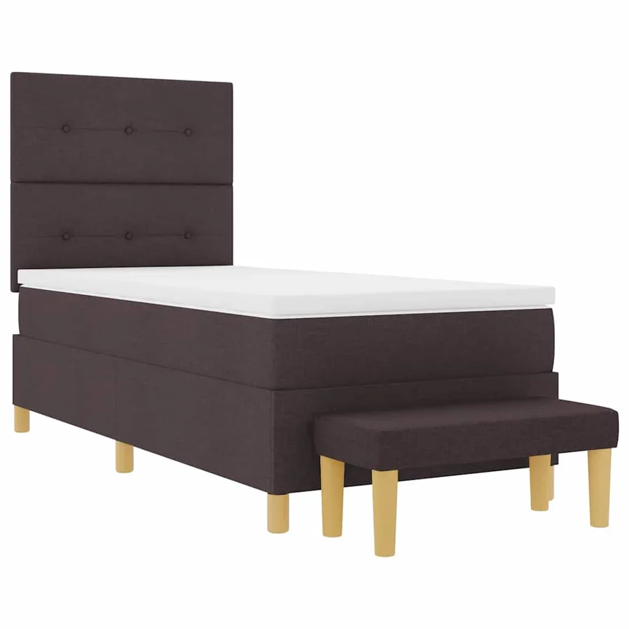 Lit à ressorts avec tête de lit Marron foncé 200 x 90 cm tissu - 7