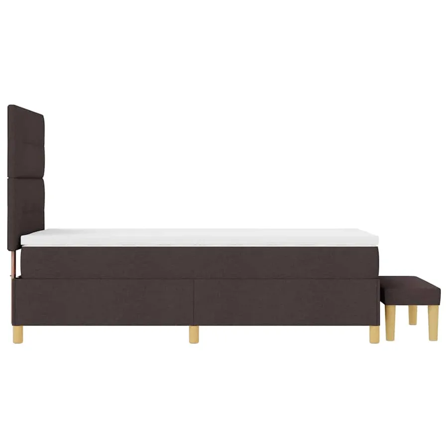 Lit à ressorts avec tête de lit Marron foncé 200 x 90 cm tissu - 9
