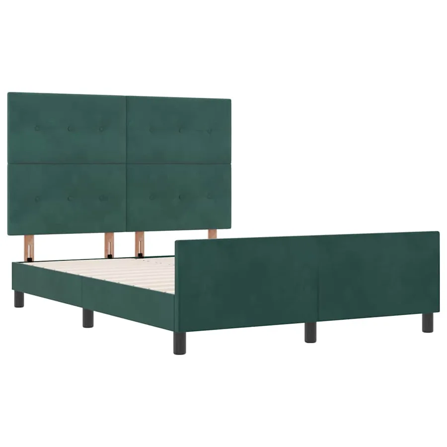 Lit à ressorts avec tête de lit Vert foncé 160 x 200 cm Velours - 5