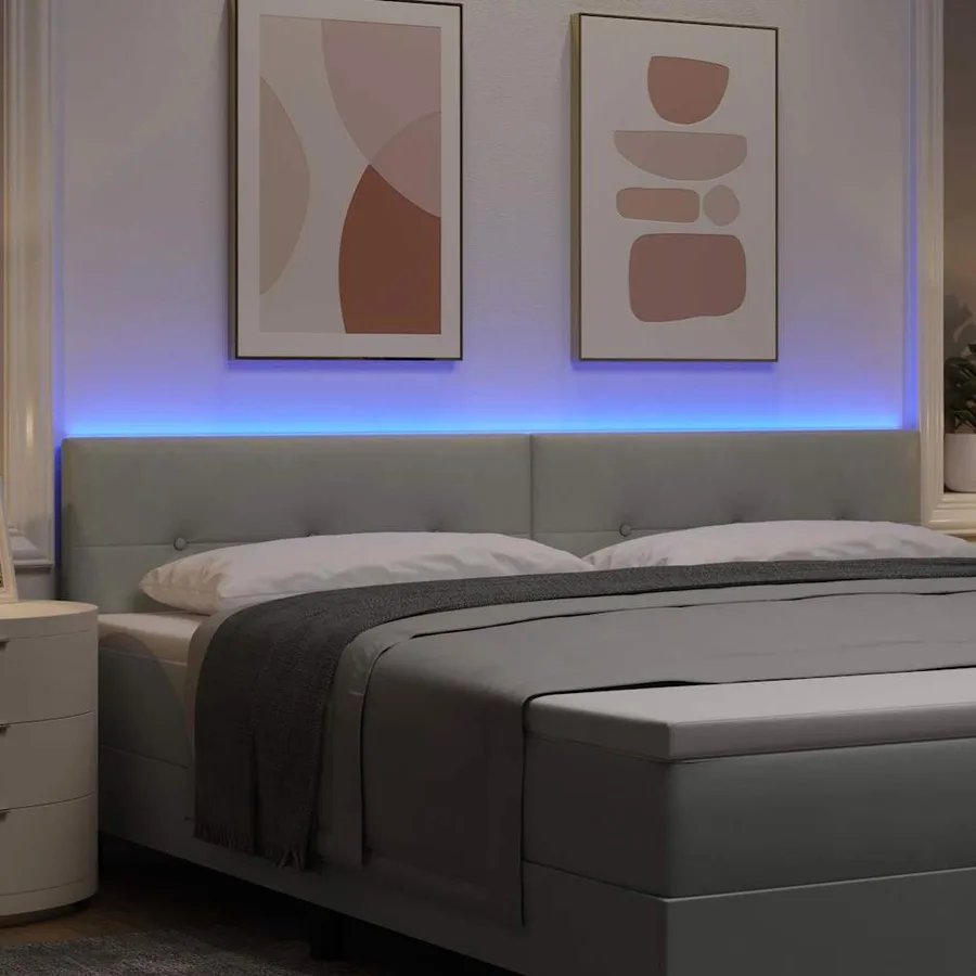 Tête de lit LED avec bandes LED Gris clair 200 cm Velours - 4