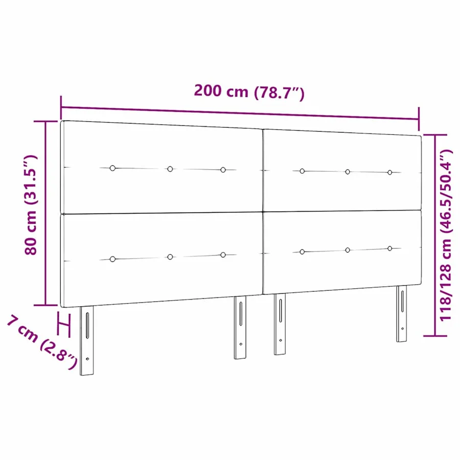 Tête de lit Gris clair 200 cm Velours - 9