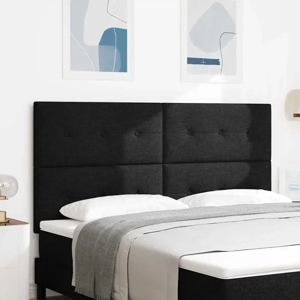 Tête de lit LED avec bandes LED Noir 180 cm tissu