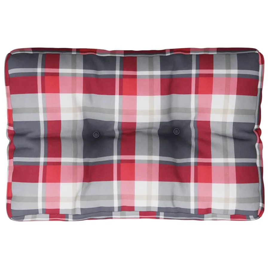 Coussin de palette motif à carreaux rouge 50x40x12 cm tissu - 2