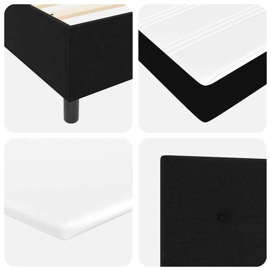 Lit à ressorts avec coussin Noir 190 x 90 cm tissu - 8